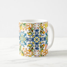 Majolika, sizilianische Fliesen, Zitronen Zitrusfr Kaffeetasse