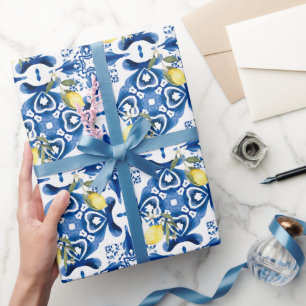 Majolika, Zitrone, sizilianische Fliesen, Keramik Geschenkpapier