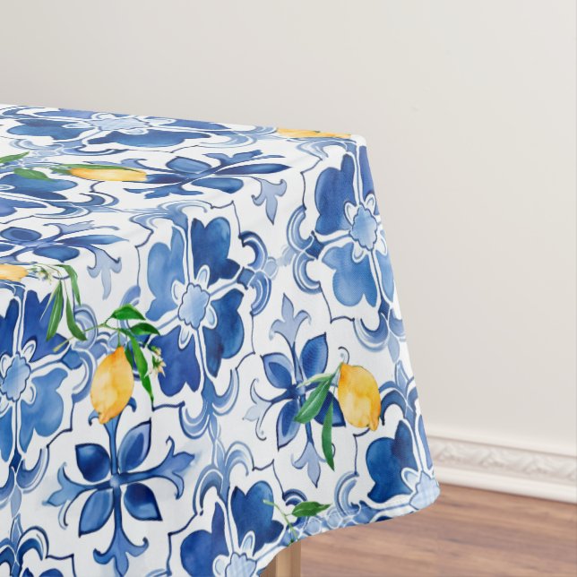 Majolika, Zitrone, sizilianische Fliesen, Tischdecke (Beispiel)
