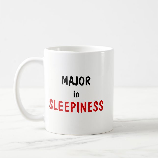 Major in Sleepiness Master in Coffee – Coffee Joke Kaffeetasse (Links)