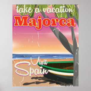 Majorca, Strand-Ferien Plakat Spaniens Vintages