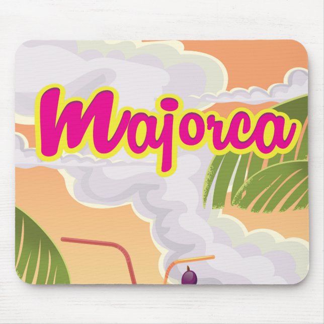Majorca Vintage Reiseplakat. Mousepad (Vorne)