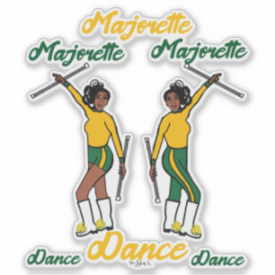 Majorette-Aufkleber (Grün Gelb 2) Aufkleber