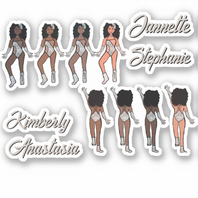 Majorette personnalisée / Stickers Danseuse Argent (Devant)