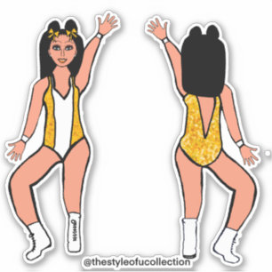Majorette / Tänzer Aufkleber Gelb Funkelnd #2