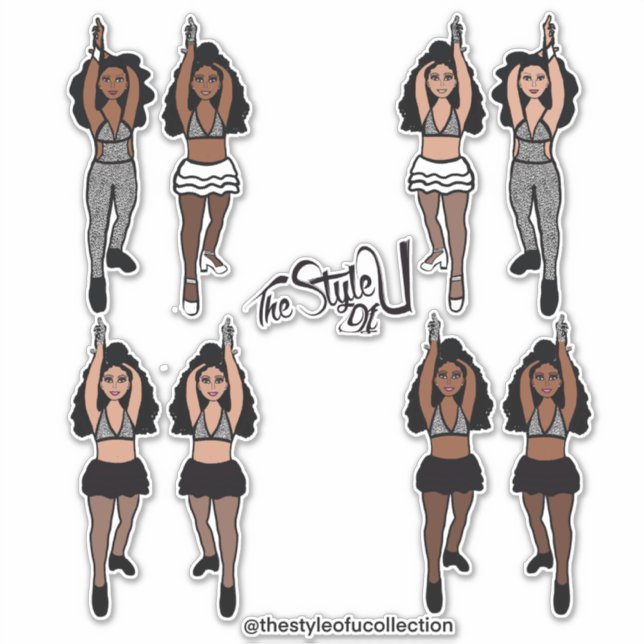 Majorette / Tänzer Quick Change Stickers Blackx2 Aufkleber (Vorderseite)
