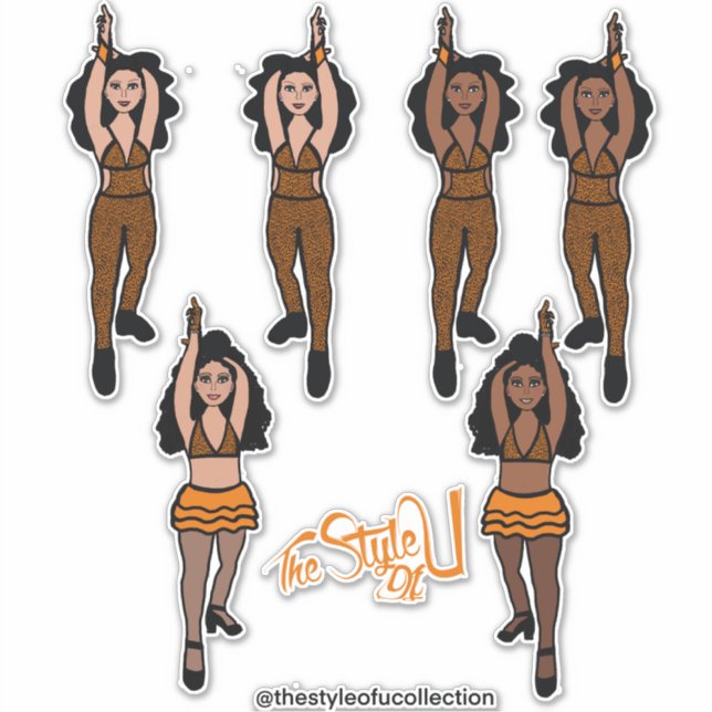 Majorette / Tänzer Quick Change Stickers Orangex2 Aufkleber (Vorderseite)