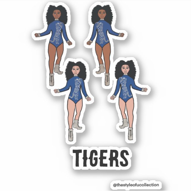 Majorette / Tänzer Sticker Blau Silver Tiger (Vorderseite)