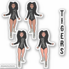 Majorette / Tänzer Sticker Schwarzes Silber Tiger 