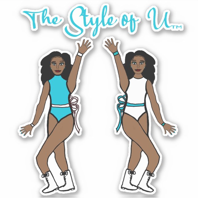 Majorette / Tänzer Stickers Aqua Ribbon Aufkleber (Vorderseite)