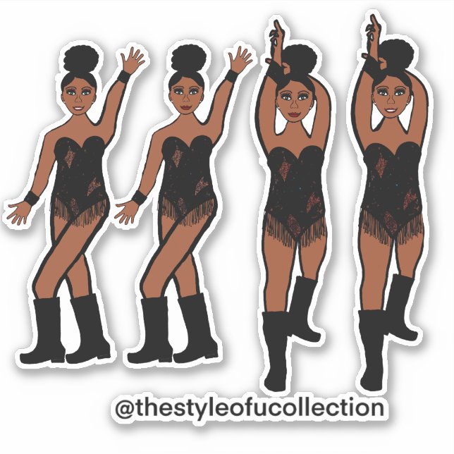 Majorette / Tänzer Stickers Black Fringe #1 Aufkleber (Vorderseite)