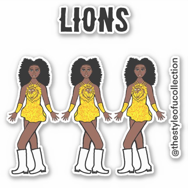 Majorette / Tänzer Stickers Gold Lion A Aufkleber (Vorderseite)
