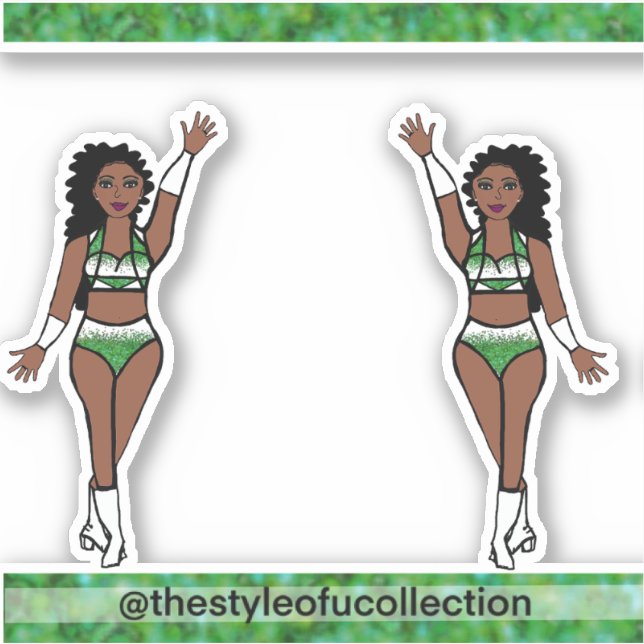 Majorette / Tänzer Stickers Green Sparkle Aufkleber (Vorderseite)
