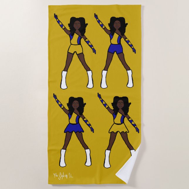 Majorette/Tänzer Strandtuch (Blau Gold) (Vorderseite)