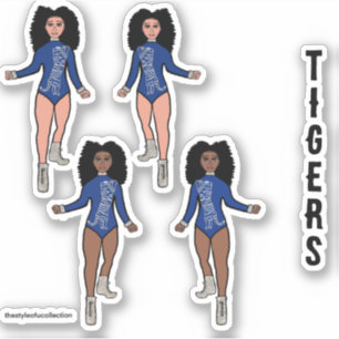 Majorette / Tänzeraufkleber Blau Silver Tiger 2 Aufkleber