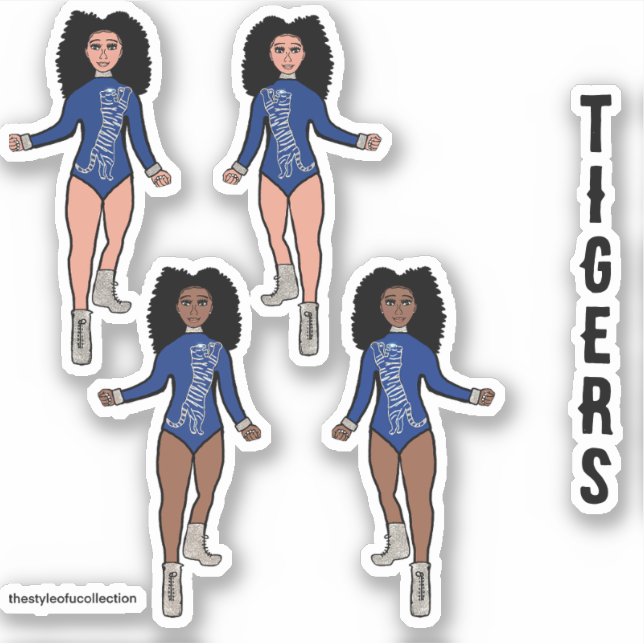 Majorette / Tänzeraufkleber Blau Silver Tiger 2 Aufkleber (Vorderseite)