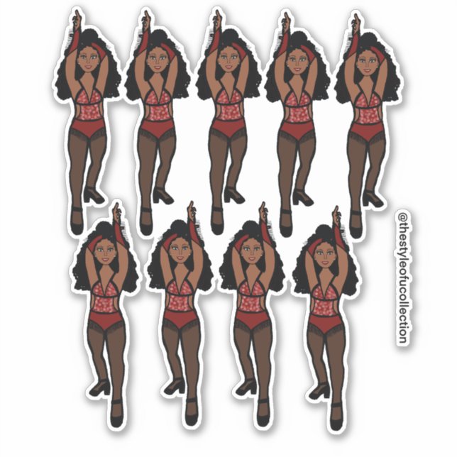 Majorette / Tänzeraufkleber Rot / Schwarze Randgru Aufkleber (Vorderseite)
