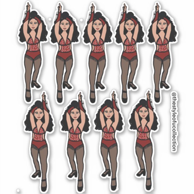 Majorette / Tänzeraufkleber Rot / Schwarze Randgru Aufkleber (Vorderseite)