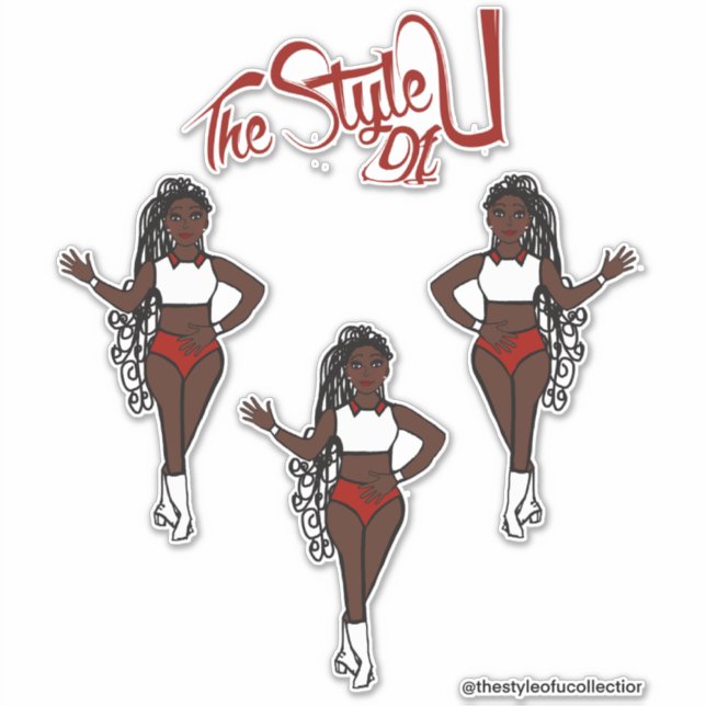 Majorette tressée / Stickers Danseuse Rouge (Devant)