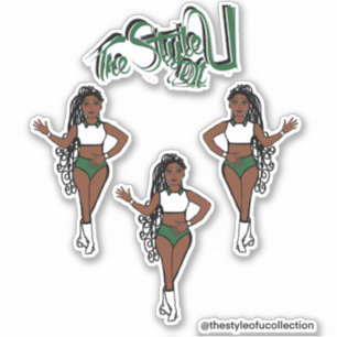 Majorette tressée / Stickers Danseuse vert