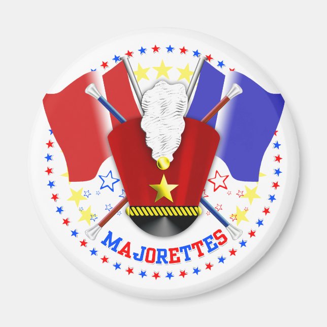 Majorettes überquerte Flaggen und Batons Magnet! Magnet (Vorne)
