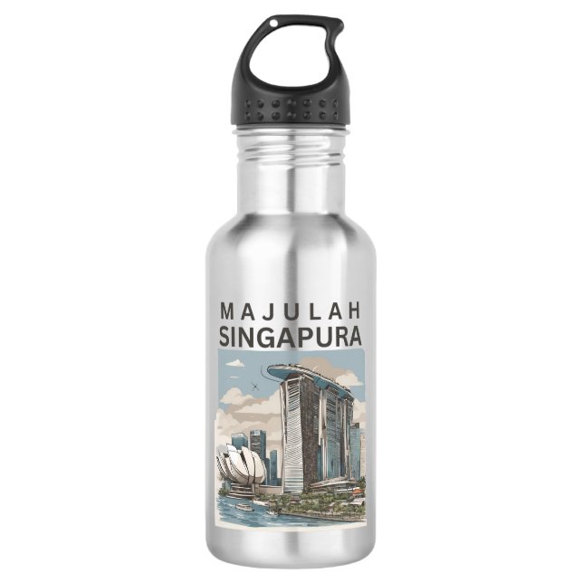 Majulah Singapura Edelstahlflasche (Vorderseite)