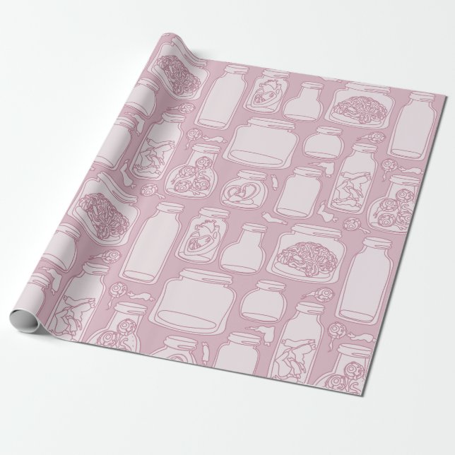 makabre medizinische Exemplare pastellrosa gotisch Geschenkpapier (Ungerollt)