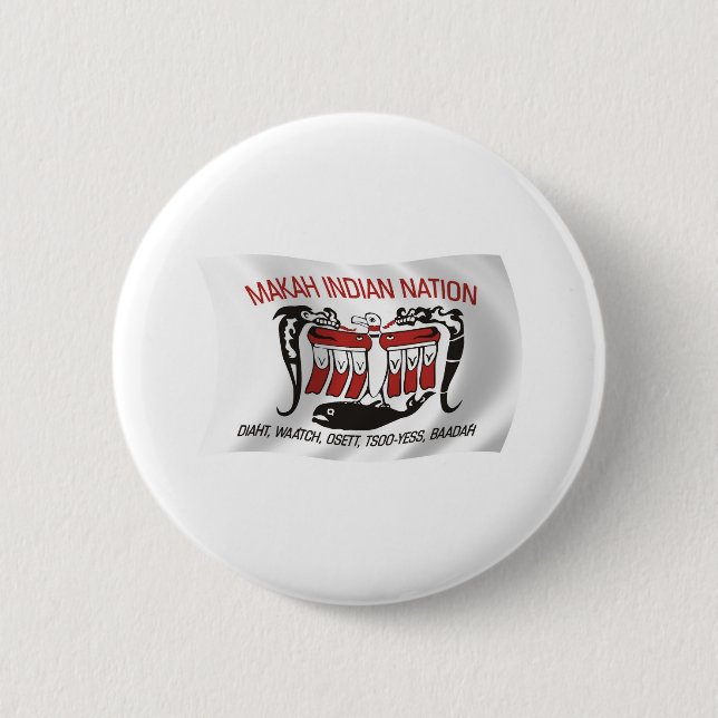 Makah-Stammes-Flaggenknopf Button (Vorderseite)