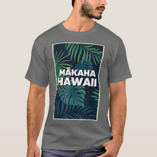 Makaha Hawaii Strände Palmenblätter Sommer Kunst T-Shirt