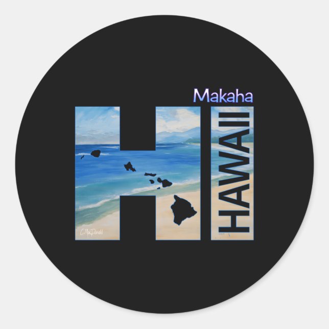 Makaha Hi Hawaii Inseln Runder Aufkleber (Vorderseite)