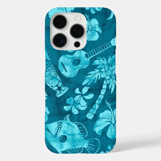 Makapuu Beach Hawaiian Batik Aquamarin iPhone 16 Pro Hülle (Rückseite)