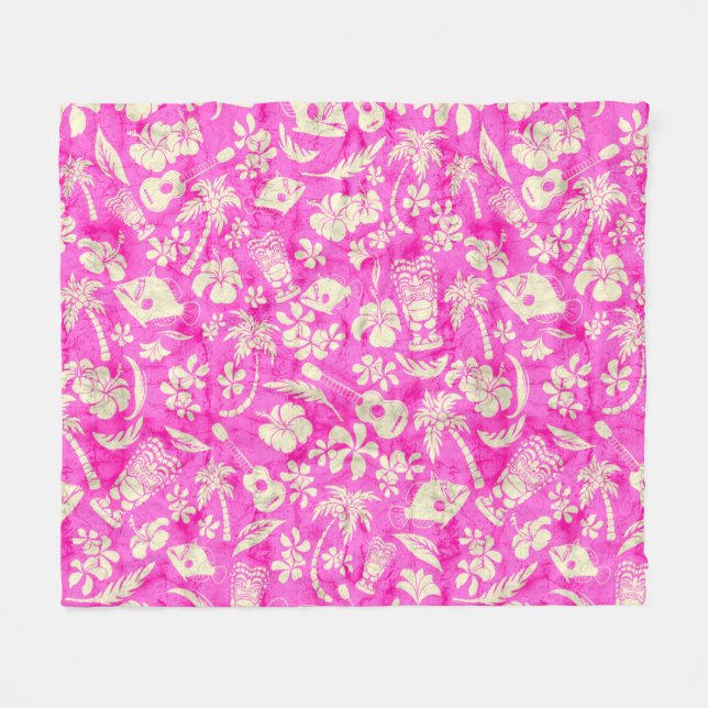 Makapuu Beach Hawaiian Batik Fleecedecke (Vorderseite (Horizontal))