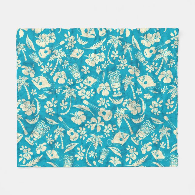Makapuu Beach Hawaiian Batik Fleecedecke (Vorderseite (Horizontal))