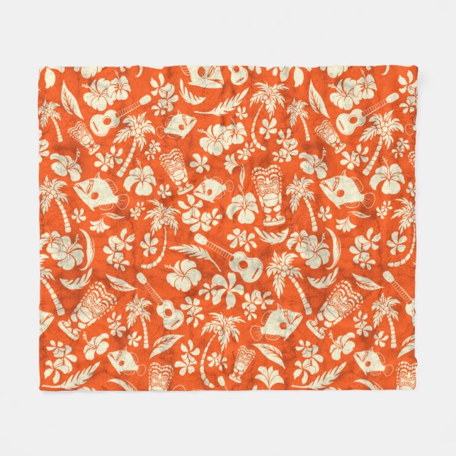 Makapuu Beach Hawaiian Batik Fleecedecke (Vorderseite (Horizontal))