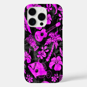 Makapuu Beach Hawaiian Batik Magenta Black iPhone 16 Pro Hülle