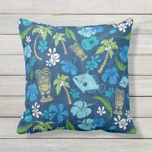 Makapuu Beach Hawaiian Batik - Türkis Kissen