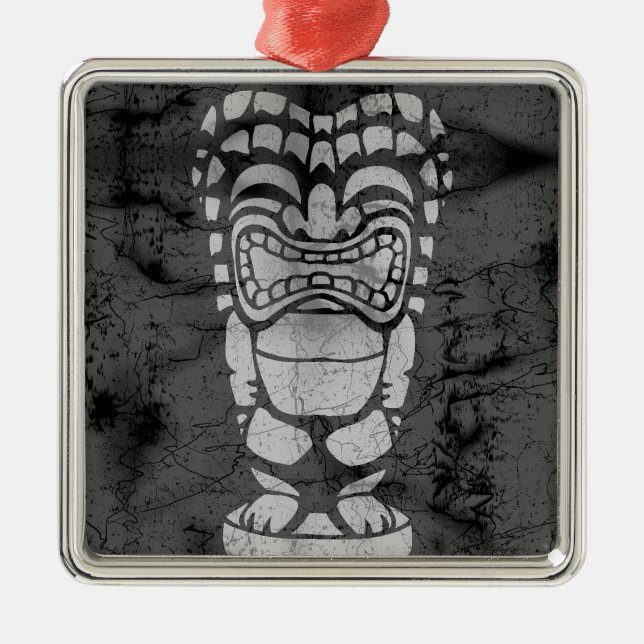 Makapuu Beach Hawaiian Laughing Tiki Batik Ornament Aus Metall (Vorne)