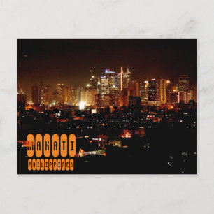 Makati bei Nacht auf den Philippinen Postkarte