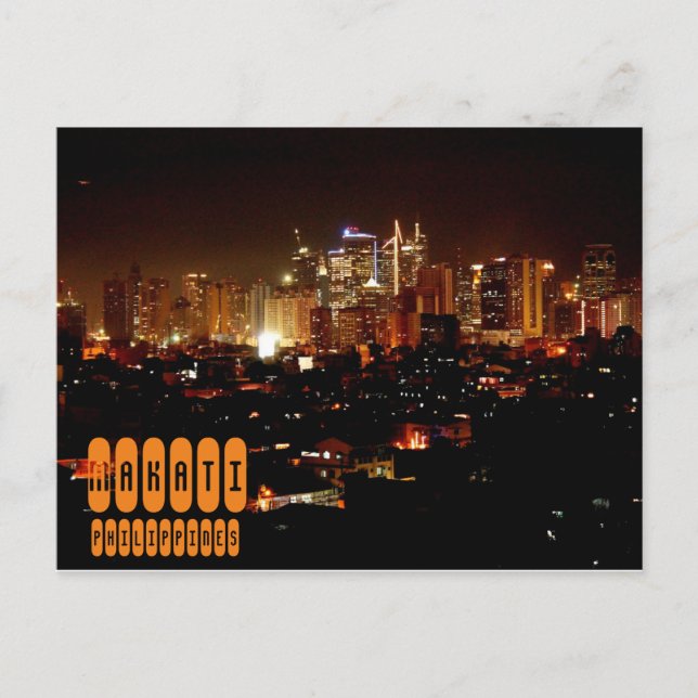 Makati bei Nacht auf den Philippinen Postkarte (Vorderseite)