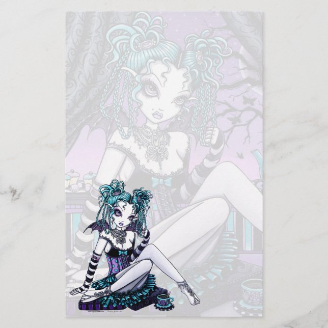 "Makayla" Goth Couture-Tee-Party-Fee-Briefpapier Briefpapier (Vorderseite)