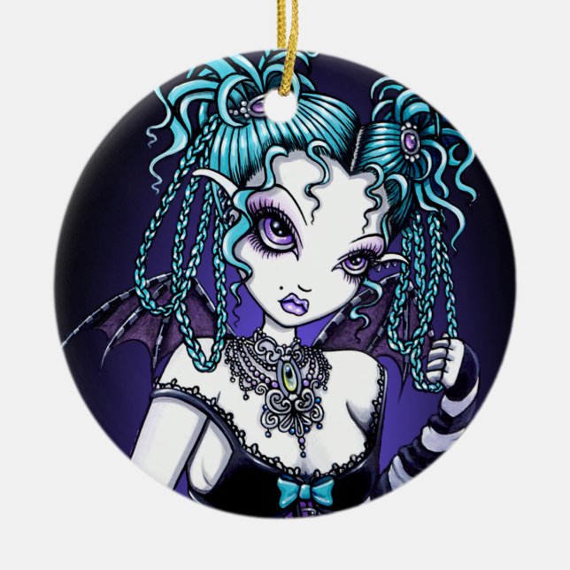 "Makayla" gotische Couture-Fee-Verzierungen Keramik Ornament (Vorne)