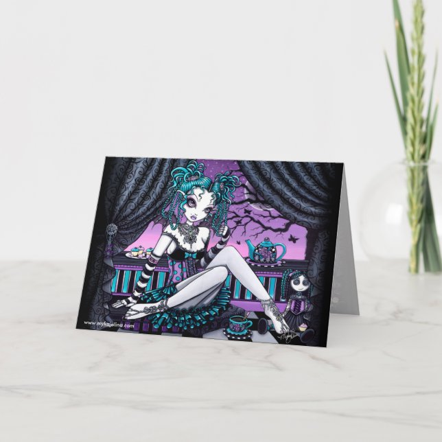 Makayla gotische Couture-feenhafte Tee-Party-Karte Karte (Vorderseite)