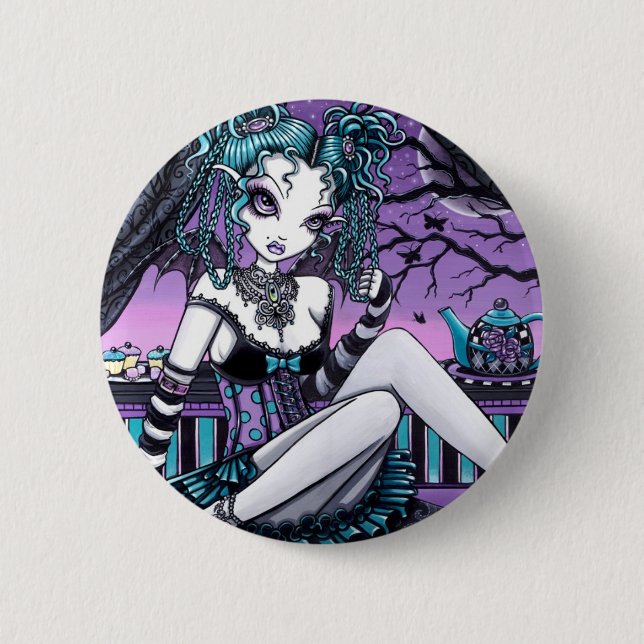 Makayla gotische Couture-Tee-Party-Fee Button (Vorderseite)