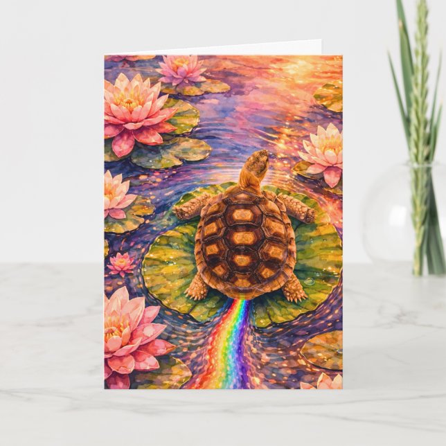 Make a rainbow and follow your bliss turtle karte (Vorderseite)