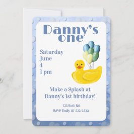 Make a Splash Rubber Duck 1st Birthday Invitation Einladung
