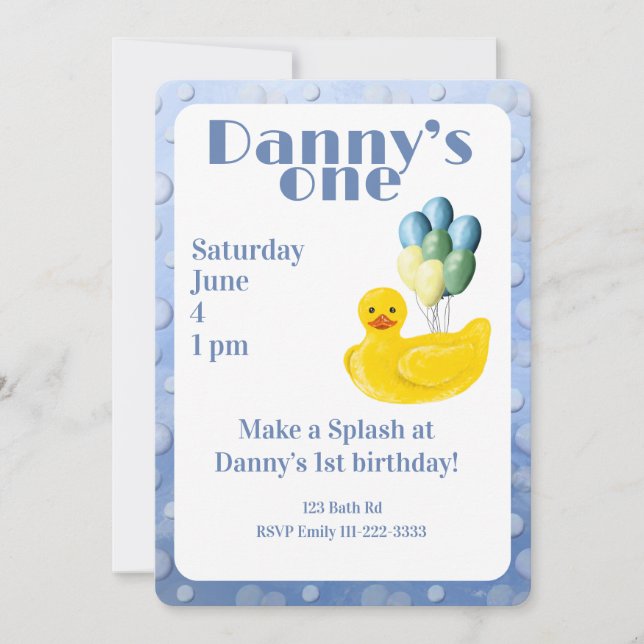 Make a Splash Rubber Duck 1st Birthday Invitation Einladung (Vorderseite)
