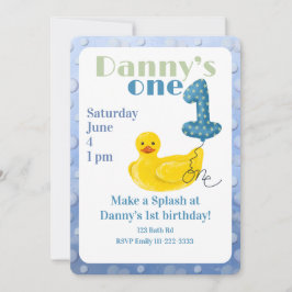 Make a Splash Rubber Duck 1st Birthday Invitation Einladung