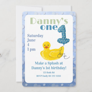 Make a Splash Rubber Duck 1st Birthday Invitation Einladung