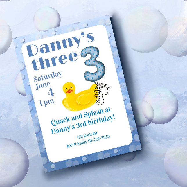 Make a Splash Rubber Duck 3rd Birthday Invitation (Créateur téléchargé)