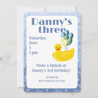Make a Splash Rubber Duck 3rd Birthday Invitation Einladung